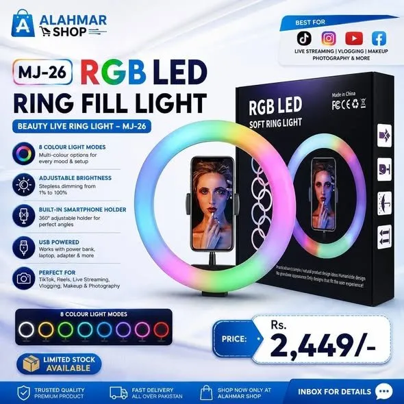 MJ-26 RGB LED Ring Fill Light - photo 3