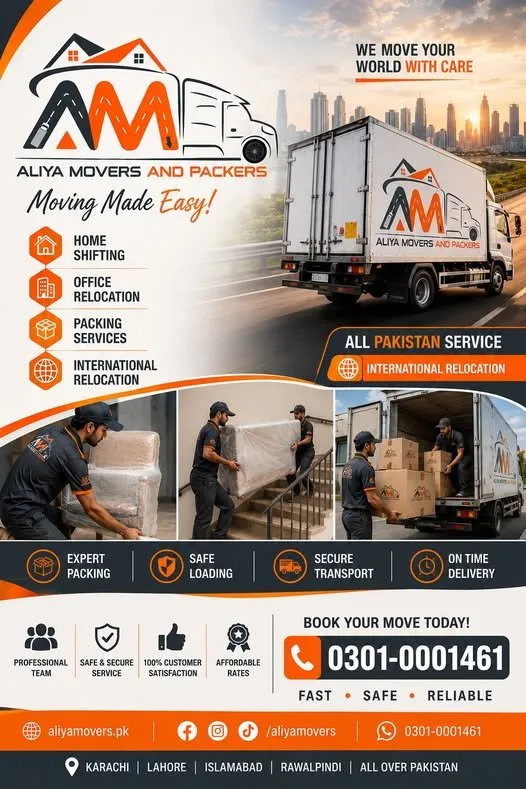 π Moving Made Easy with Aliya Movers & Packers! in Gulistan-e-Jauhar | Karachi Ads - photo 1