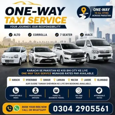 One way Taxi Service in Gulistan-e-Jauhar | Karachi Ads