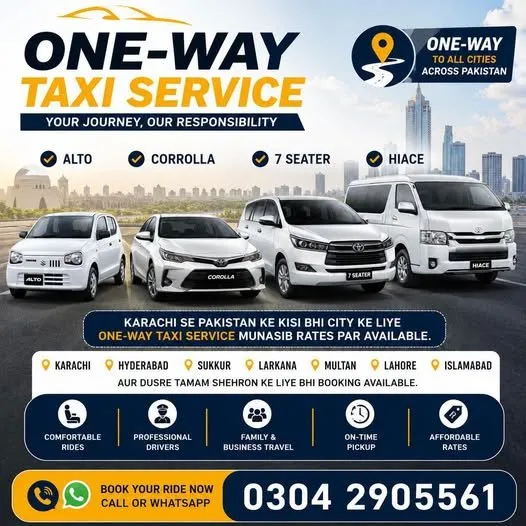 One way Taxi Service in Gulistan-e-Jauhar | Karachi Ads - photo 1