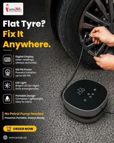 Portable Digital Car Tyre Inflator Air Compressor Pump 120 PSI with LED Display For Sale in PECHS | Karachi Ads