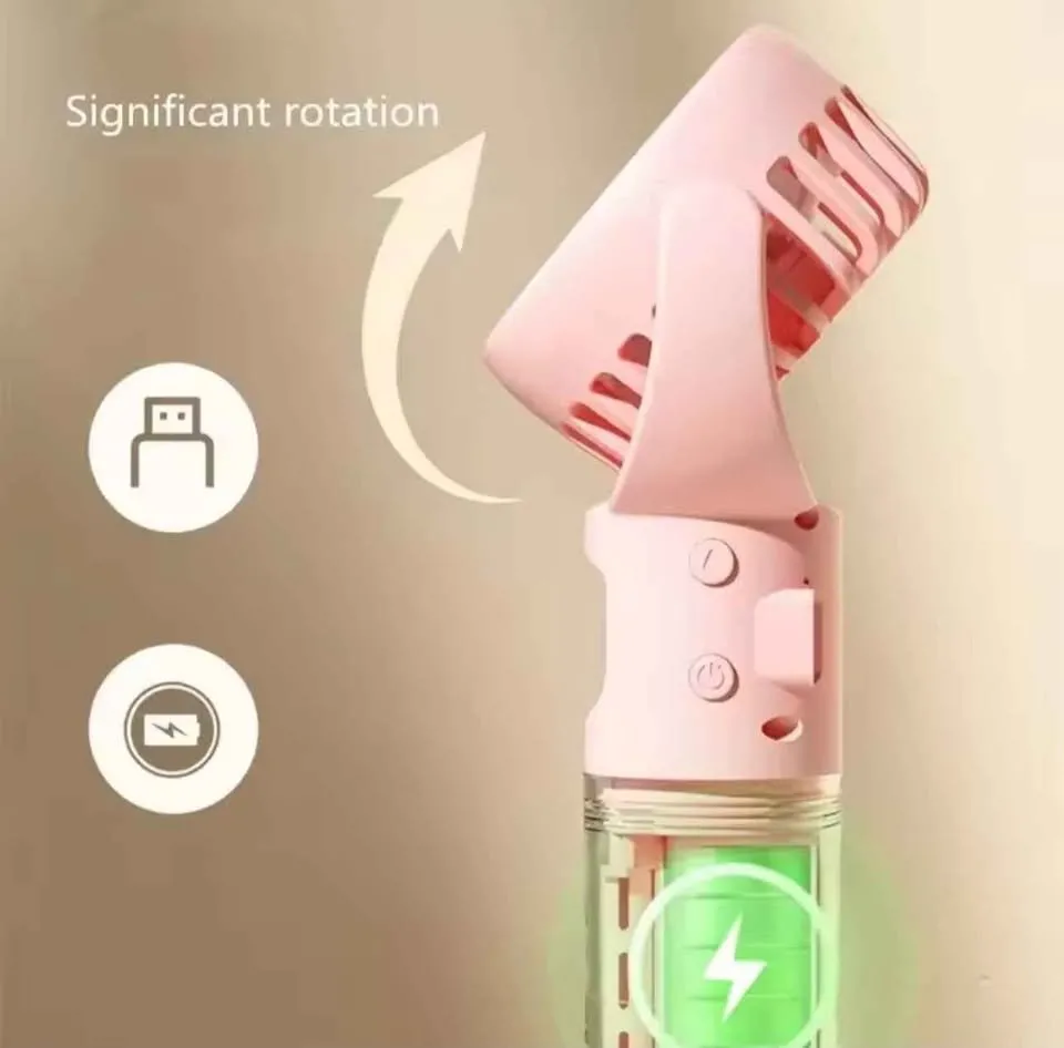 Portable Water Mist Fan Mini USB Charging 4 Gears for Sale in Saddar, Karachi - photo 3