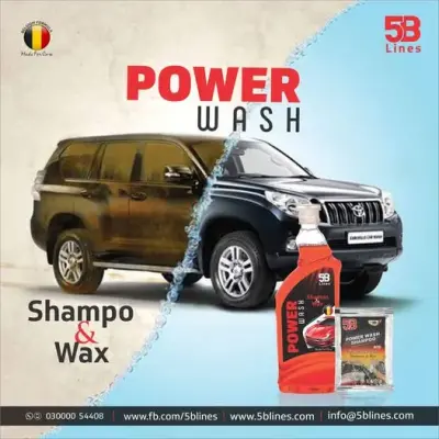 Power Wash Shampoo & Wax for Car, Bike and all Vehicles.