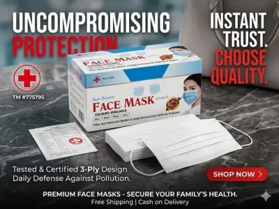 Premium 3-Ply Disposable Face Masks - photo 2