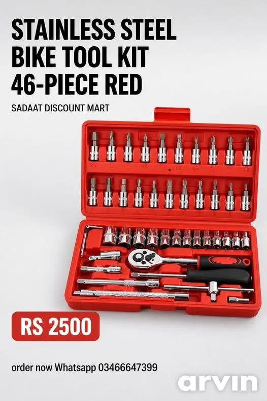 *Product Name*: Stainless Steel Bike Tool Kit 46-Piece Red - photo 1