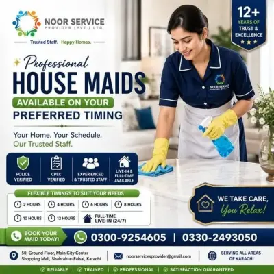 Professional House Maids in Gulistan-e-Jauhar | Karachi Ads
