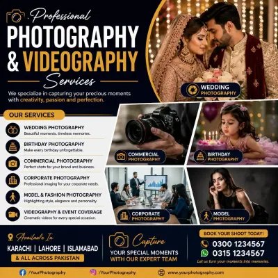 Professional Photography & Videography Services | Weddings, Events & Commercial Shoots in Gulistan-e-Jauhar | Karachi Ads