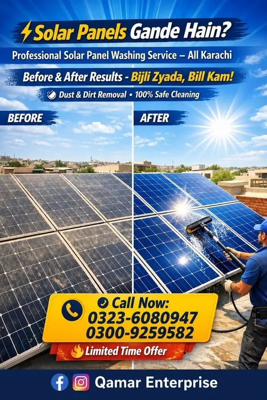 Professional Solar Panel Washing Service β All Karachi! - photo 1