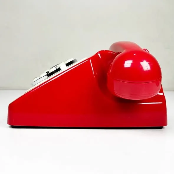 Retro Vintage-Style Red Corded Desk Telephone with Classic Push-Button Dial. - photo 4