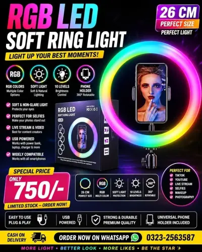 RGB LED RING LIGHT 26CM