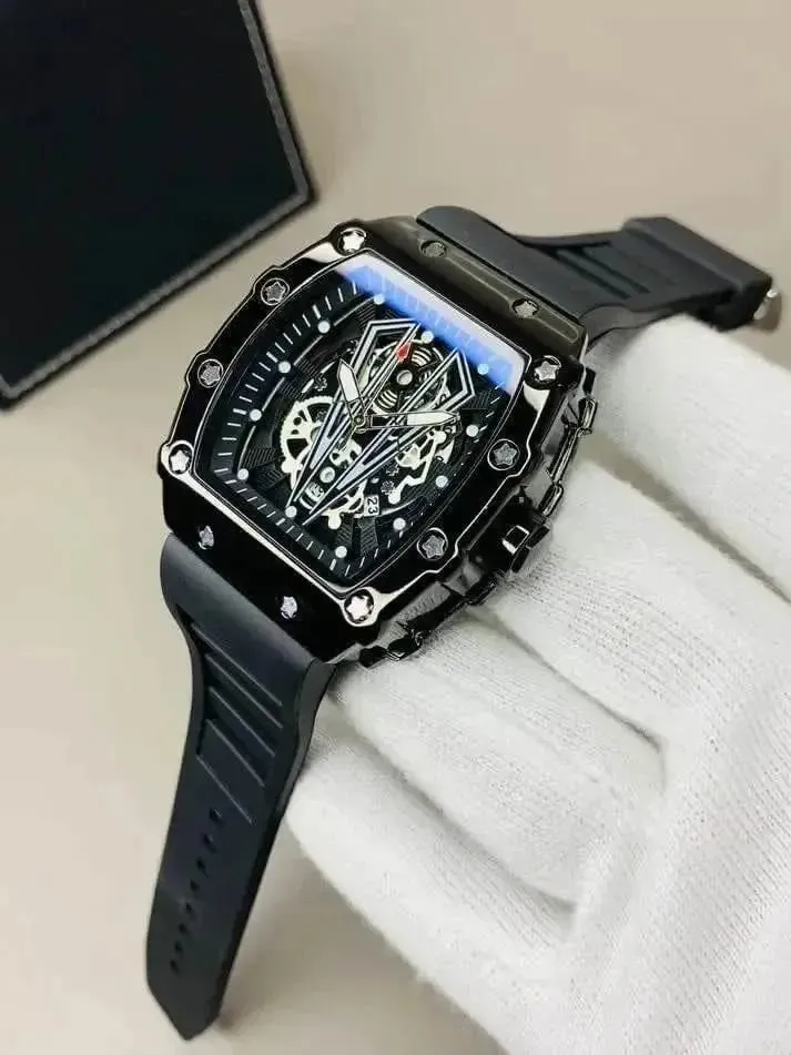 Richard Black Belt Skeleton Watch - photo 1
