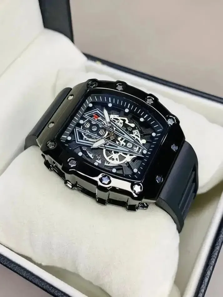 Richard Black Belt Skeleton Watch - photo 2