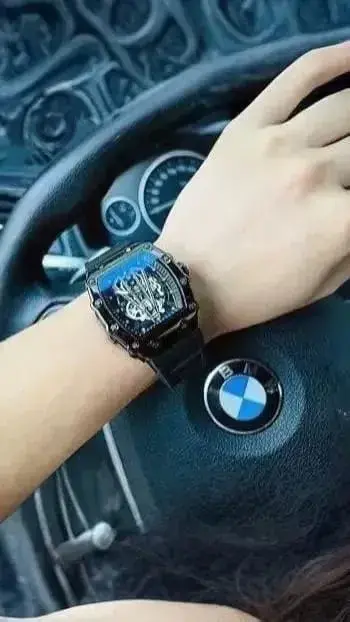 Richard Black Belt Skeleton Watch - photo 3