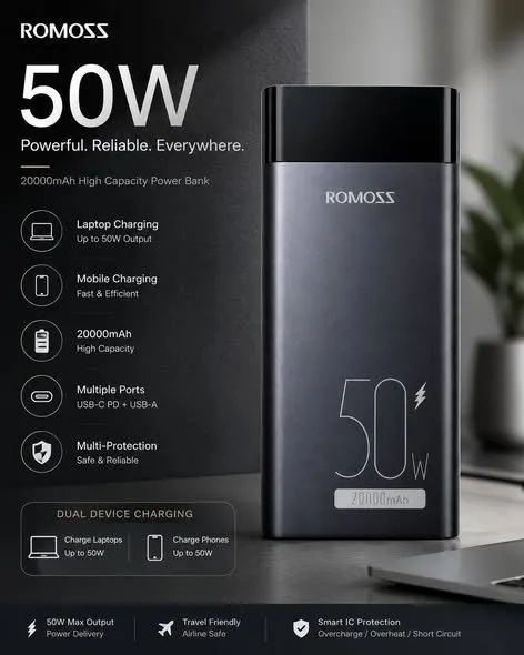 ROMOSS 20,000mAh | 50W FAST CHARGING POWER BANK - photo 1