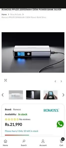 ROMOSS PPU20-128 – 130W Ultra Fast Charging Power Bank ⚡