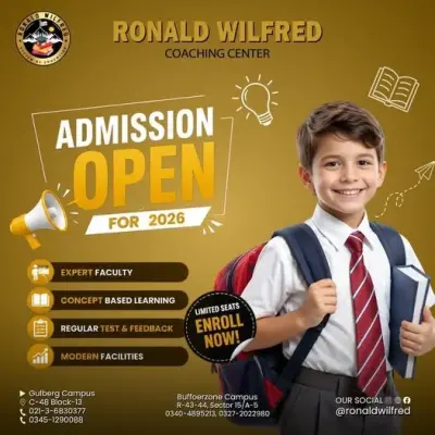 Ronald Wilfred Coaching Center | Admissions Open 2026 | Expert Faculty in Buffer Zone | Karachi Ads