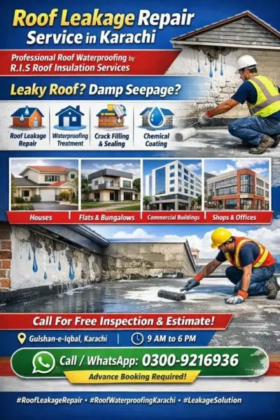 Roof Leakage Repair Service in Karachi Professional Roof Waterproofing by R.I.S Roof Insulation Services