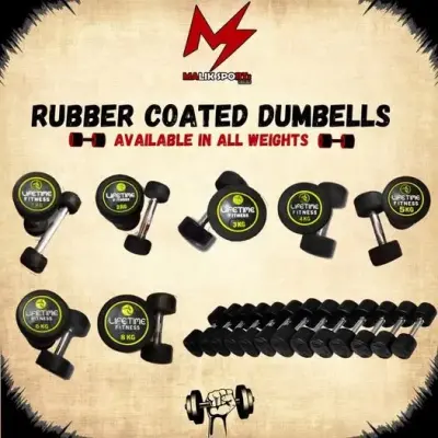 Rubber Coated Dumbbells – Available in All Sizes
