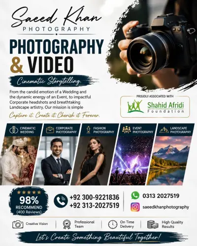 Saeed Khan Photography – Professional Photography & Cinematic Videography in North Nazimabad | Karachi Ads