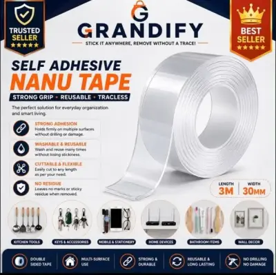 Self Adhesive Nano Tape Double Sided Reusable Transparent Tape For Sale in Saddar | Karachi Ads