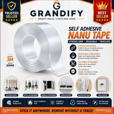 Self Adhesive Nano Tape Double Sided Reusable Transparent Tape For Sale in Saddar | Karachi Ads - photo 2
