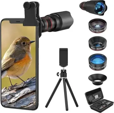 Selvim Phone Camera Lens Phone Lens Kit 4 in 1, 22X Telephoto Lens, 235° Fisheye Lens, 0.62X