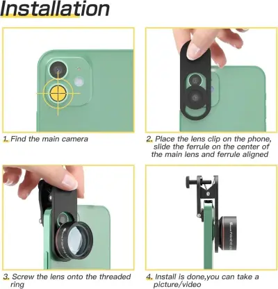 Selvim Phone Camera Lens Phone Lens Kit 4 in 1, 22X Telephoto Lens, 235° Fisheye Lens, 0.62X - photo 6