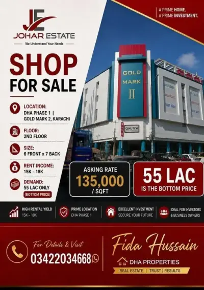 🏢 SHOP FOR SALE – DHA PHASE 1 🏢
