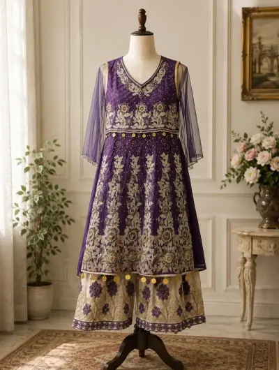 Short frock with plazo multi colours