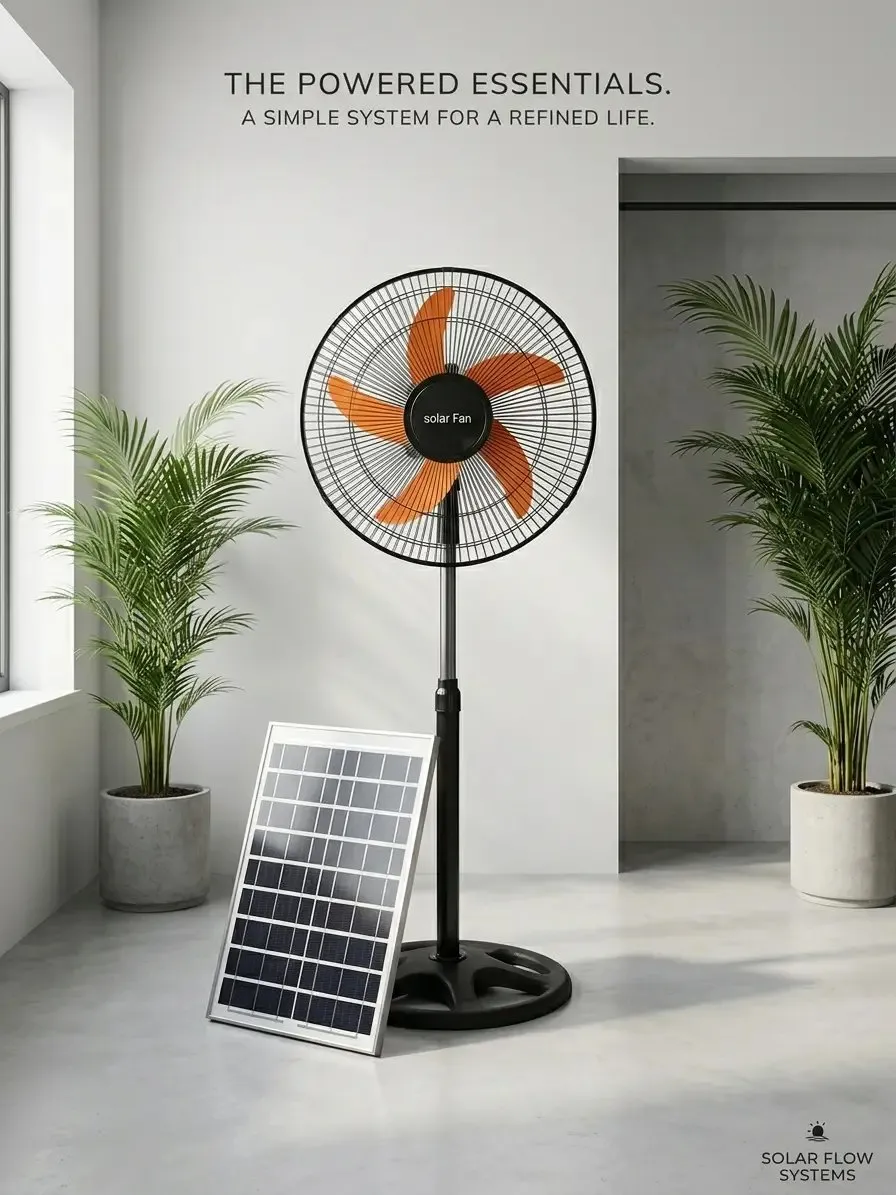 Solar Flow Systems Stand Fan with Solar Panel and USB Output - photo 3