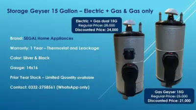 Storage Geyser (Water Heater) 15 Gallon (60L) for Sale in New Karachi, Karachi