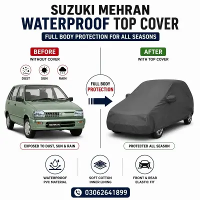 Suzuki Mehran Waterproof Top Cover For Sale in Gulistan-e-Jauhar | Karachi Ads