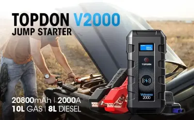 TOPDON V2000 Portable Car Jump Starter 2000A | 20800mAh Battery Booster For Sale in Saddar | Karachi Ads