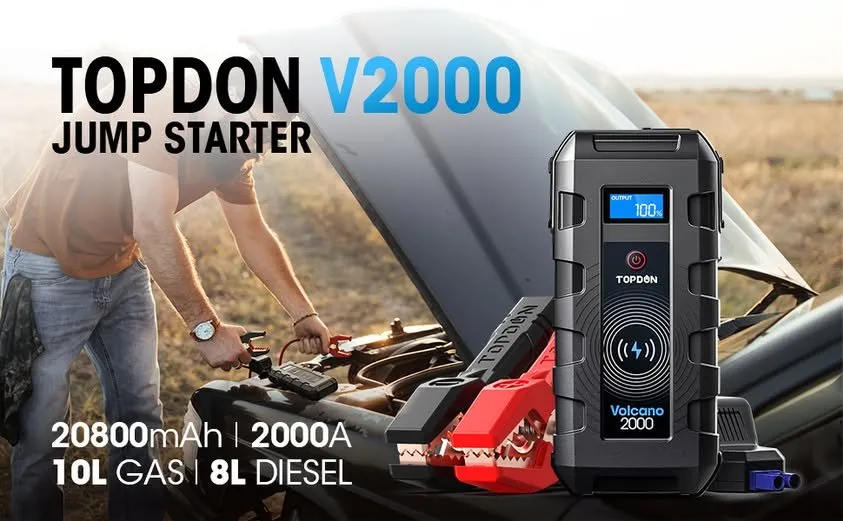 TOPDON V2000 Portable Car Jump Starter 2000A | 20800mAh Battery Booster For Sale in Saddar | Karachi Ads - photo 1