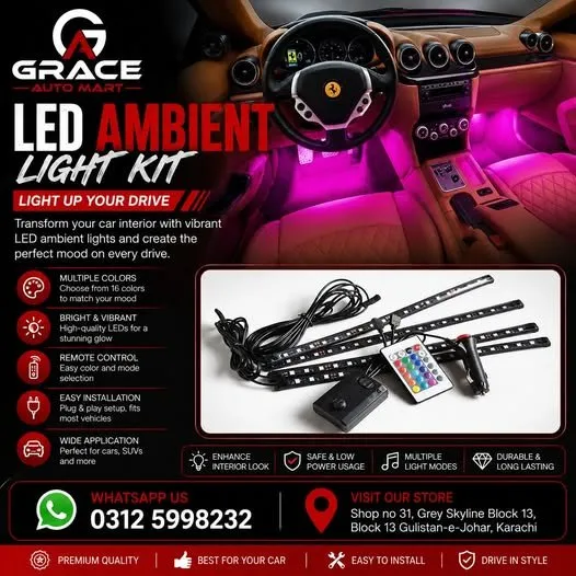 β¨ Transform Your Car Interior with Premium RGB Ambient Lights! ππ For Sale in Gulistan-e-Jauhar | Karachi Ads - photo 1