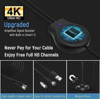 TV Antenna, Amplified Digital HD TV Antenna Indoor for Smart TV Support 4K 1080P Television and TV’s - For Sale in Liaquatabad, Karachi