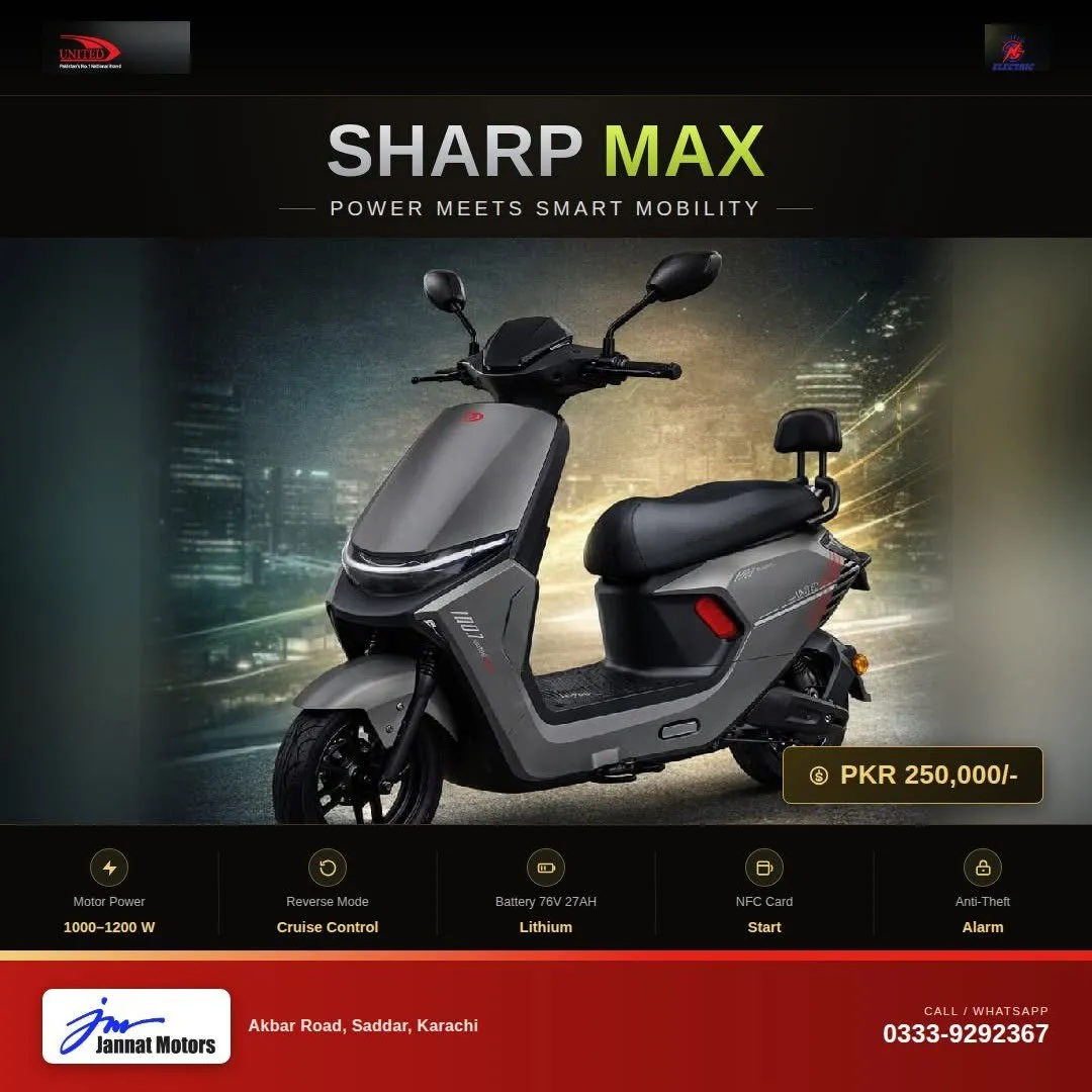 UNITED SHARP MAX Electric Scooter For Sale in Gulistan-e-Jauhar | Karachi Ads - photo 1
