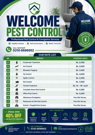 welcom pest control service in Gulistan-e-Jauhar | Karachi Ads
