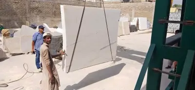 White marble slabs and tiles